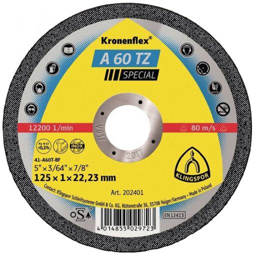 Klingspor A 60 TZ Special 202401 řezný kotouč rovný 125 mm 25 ks nerezová ocel, ocel