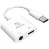 Akasa USB-C®, audio adaptér [1x USB-C® - 1x Sluchátka (konektor 3,5 mm), USB-C® zásuvka (nabíjení)] AK-CBCA30-08WH 8 cm s nabíjecí zásuvkou