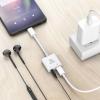 Akasa USB-C®, audio adaptér [1x USB-C® - 1x Sluchátka (konektor 3,5 mm), USB-C® zásuvka (nabíjení)] AK-CBCA30-08WH 8 cm s nabíjecí zásuvkou