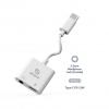 Akasa USB-C®, audio adaptér [1x USB-C® - 1x Sluchátka (konektor 3,5 mm), USB-C® zásuvka (nabíjení)] AK-CBCA30-08WH 8 cm s nabíjecí zásuvkou
