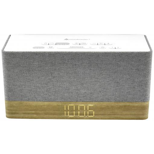 soundmaster UR630WE 10766 radiobudík, FM, Bluetooth, AUX, FM, funkce alarmu, šedá, hnědá
