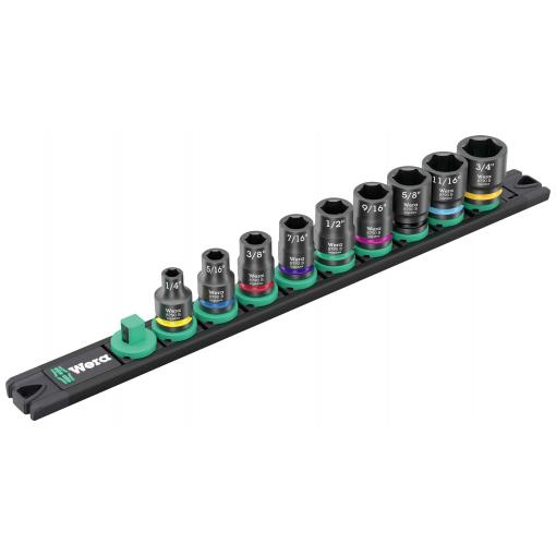 Wera 9608 Nuss-Magnetleiste B Impaktor Imperial 1 sada nástrčných klíčů, palcový , 3/8 , 10dílná, 05005452001