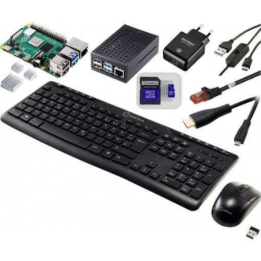 TRU COMPONENTS Pro Set Raspberry Pi® 5 B+ 4 GB 2.4 GHz vč. napájecího zdroje, vč. pouzdra, vč. chladicího tělesa, vč. HDMI™ kabelu, vč. klávesnice, vč. myši