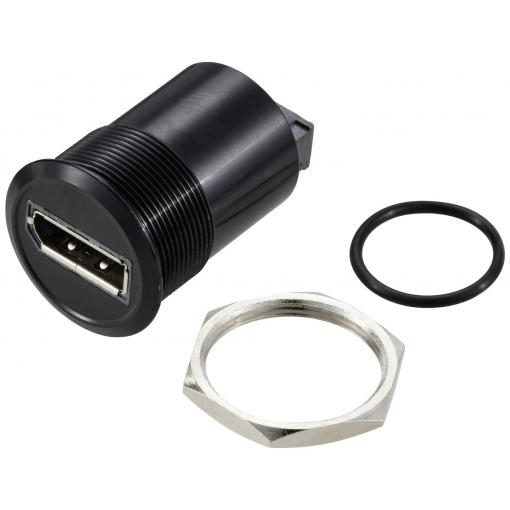 TRU COMPONENTS TC-11980480 Zásuvka panelového adaptéru DisplayPort 1,2 zásuvka DisplayPort - zásuvka DisplayPort černá Množství: 1 ks