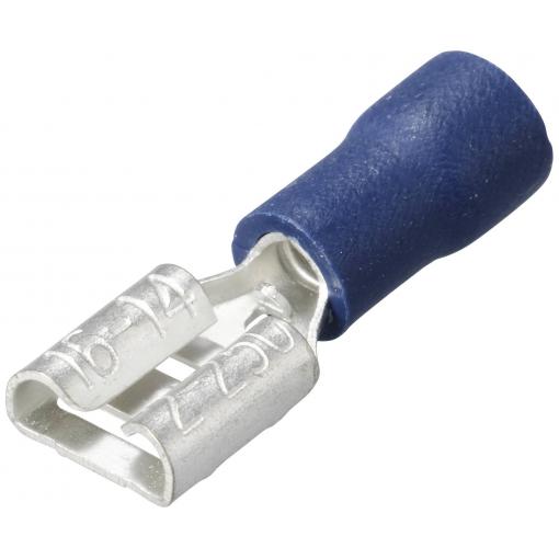 TRU COMPONENTS TC-11894524 faston zásuvka Šířka zástrčky: 6.3 mm Tloušťka konektoru: 0.8 mm částečná izolace modrá 1 ks