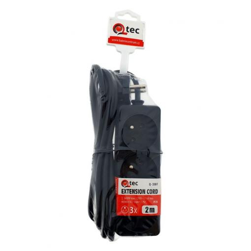 Prodlužovací přívod QTEC Q-350F, 2 m, 3× zásuvka, 16 A, černá