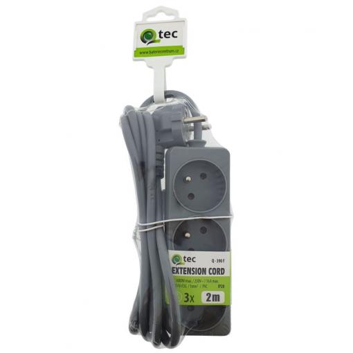 Prodlužovací přívod QTEC Q-390F, 3× zásuvka, 2 m, 16 A