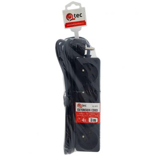 Prodlužovací přívod QTEC Q-357F, 4× zásuvka, 3 m, 10 A