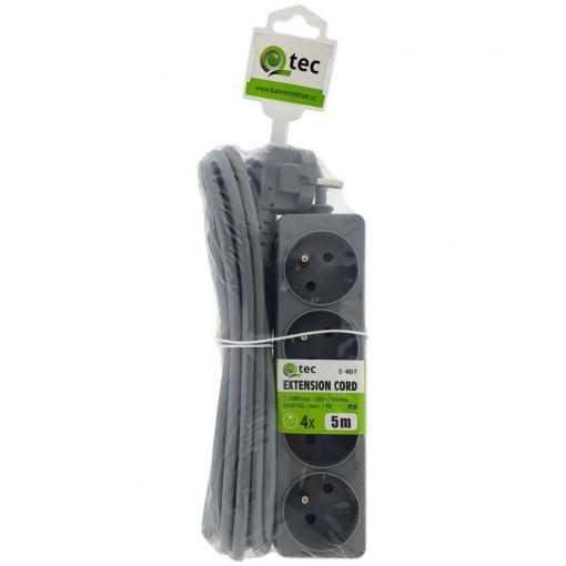 Prodlužovací přívod QTEC Q-403F, 4× zásuvka, 5 m, 3× 1 mm²