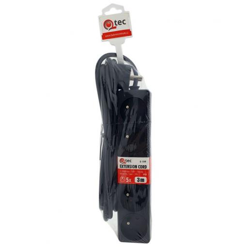 Prodlužovací přívod QTEC Q-359F, 5× zásuvka, 3 m, 10 A