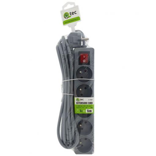 Prodlužovací přívod QTEC Q-406F, 5 m, 5× zásuvka, 10 A, 3× 1 mm²
