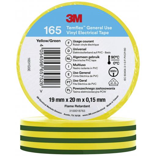 3M 165YG5E izolační páska zelenožlutá (d x š) 20 m x 19 mm 1 ks