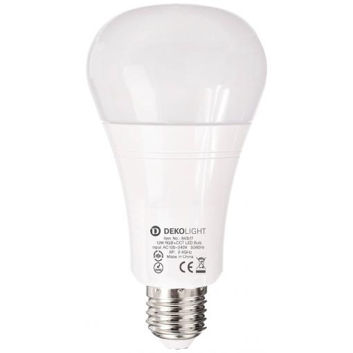 Deko Light 843517 LED Energetická třída (EEK2021) F (A - G) E27 12 W RGB, teplá až studená bílá (Ø x d) 74 mm x 140 mm stmívatelná, ovládání přes mobilní