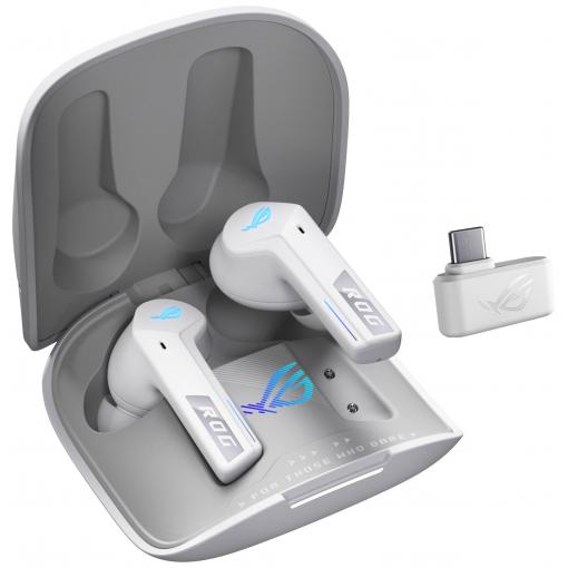 Asus ROG Cetra True Wireless Speednova špuntová sluchátka (In Ear) Bluetooth® stereo bílá Potlačení hluku Nabíjecí pouzdro Gaming