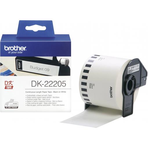Brother Brother DK-22205 - Schwarz auf Weiß - Rolle (6,2 cm x 30,5 m) etikety v roli 62 mm x 30.48 m papír bílá 1 ks trvalé DK22205 univerzální etikety
