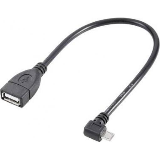 Renkforce USB kabel USB 2.0 USB Micro-B zástrčka, USB-A zásuvka 0.10 m černá s funkcí OTG, pozlacené kontakty RF-4080777