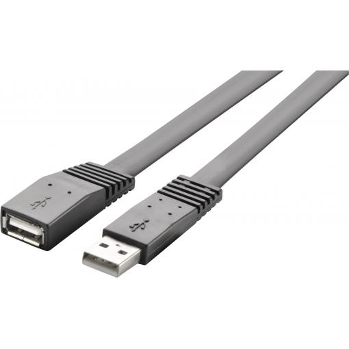 Renkforce USB kabel USB 2.0 USB-A zástrčka, USB-A zásuvka 1.00 m černá flexibilní provedení RF-4087404
