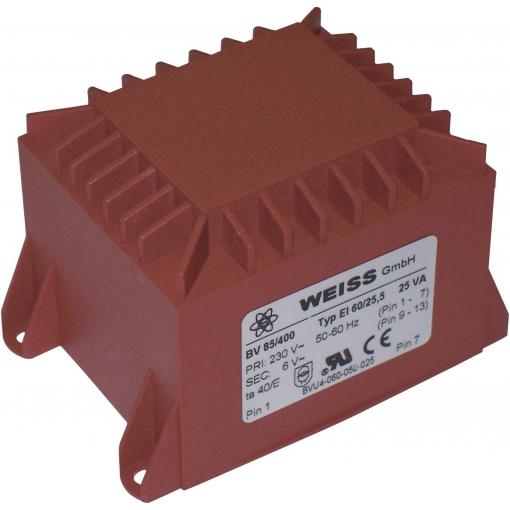 Weiss Elektrotechnik 85/409 transformátor do DPS 1 x 230 V 2 x 15 V/AC 25 VA 833 mA