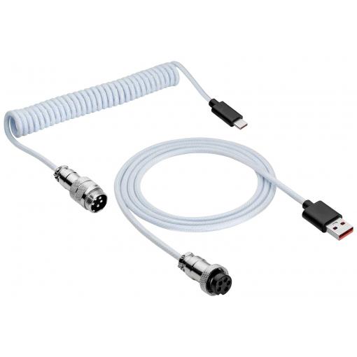 Akyga USB kabel USB 2.0 USB-C ® zástrčka, USB-A zástrčka 3.00 m bílá opletený, spirálový kabel AK-USB-48