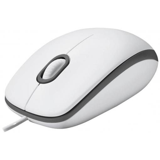 Logitech M100 optická myš, přenos kabelový, 3 tlačítko, 1000 dpi, bílá