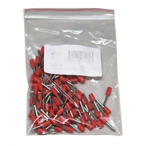 Kabelová dutinka 1 mm² červená, vnitřní průměr 1,4 mm, balení 100 ks
