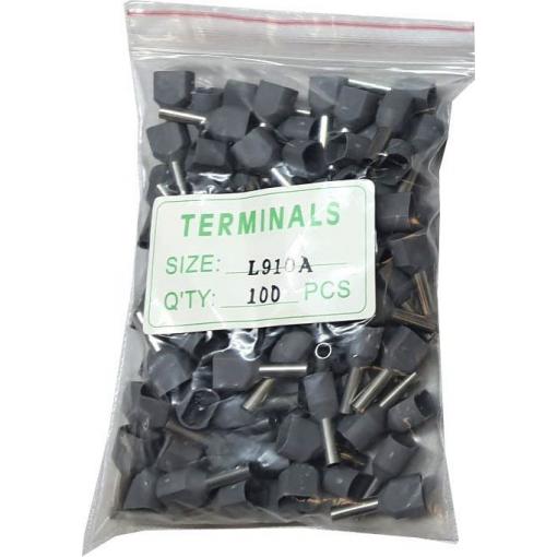 Dutinka pro dva kabely 2,5mm2 šedá (TE2,5-10), balení 100ks