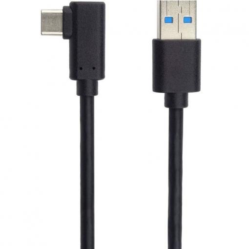 Kabel USB 3.0 USB-A / USB-C 0,5 m, zahnutý konektor 90°, černý