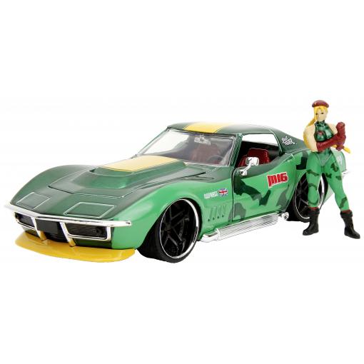JADA TOYS model osobního automobilu Chevrolet Street Fighter 1969 Chevrolet Corvette Steingray ZL1 s figurka Cammy White hotový model Model osobního automobilu
