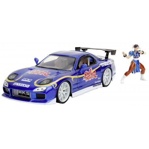 JADA TOYS model osobního automobilu Mazda Street Fighter 1993 Mazda RX7 s postavou Chun-li hotový model Model osobního automobilu