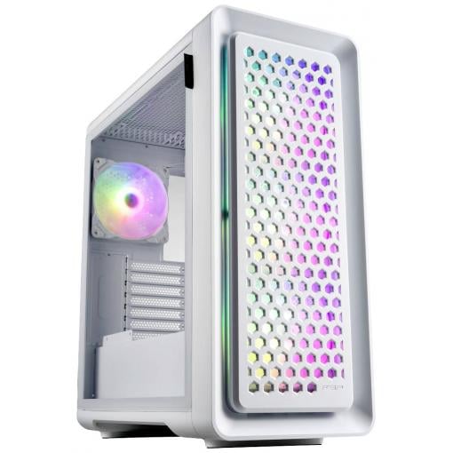 FSP Fortron CUT593P tower herní pouzdro bílá 4 předinstalované LED ventilátory, prachový filtr, boční okno