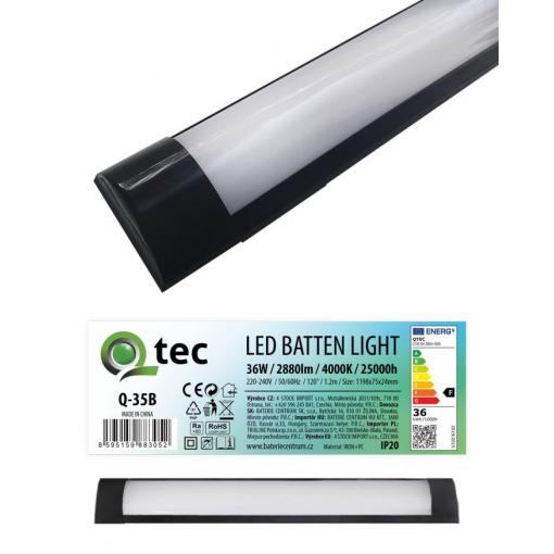 Lineární LED svítidlo QTEC Q-35B, 36 W, 1200 × 75 × 25 mm, černé