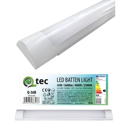 Lineární LED svítidlo QTEC Q-36B, 45 W, 1510 × 75 × 25 mm, bílé