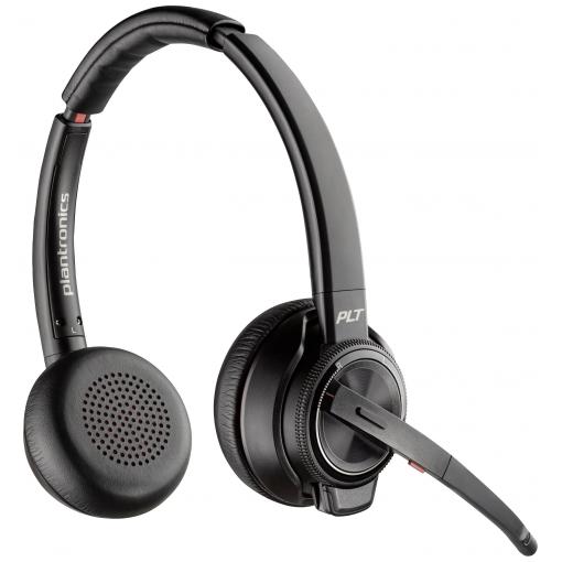 HP Poly Savi 8220 UC DECT Headset otevřená (On Ear) DECT, Bluetooth® stereo černá Potlačení hluku headset, regulace hlasitosti, Vypnutí zvuku mikrofonu Počítače