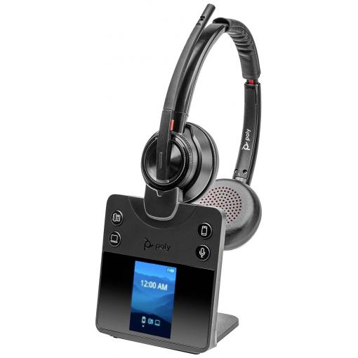 HP Poly Savi 8420 Office DECT Headset otevřená (On Ear) DECT, Bluetooth® stereo černá Potlačení hluku regulace hlasitosti, Vypnutí zvuku mikrofonu Počítače