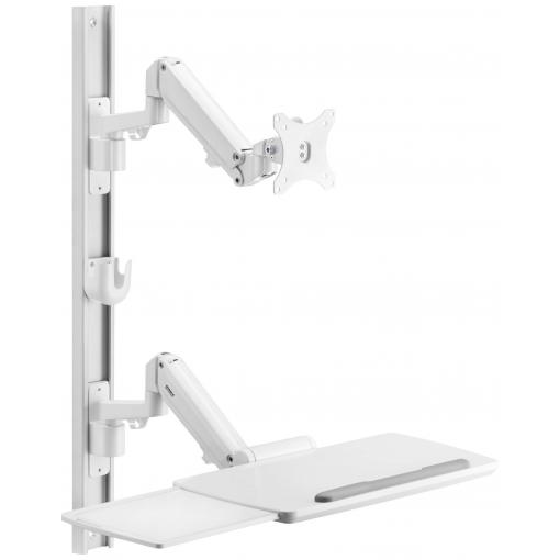 SpeaKa Professional SP-MM-960 držák na zeď pro monitor s držákem ke klávesnici, Nad sebou 43,2 cm (17) - 109,2 cm (43) bílá nastavitelná výška, nakláněcí,