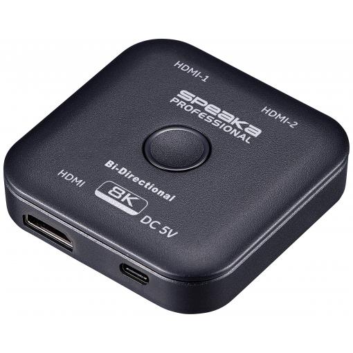 SpeaKa Professional SP-11990132 2 porty HDMI přepínač UHD 8K @ 60 Hz lze použít oboustranně 7680 x 4320 Pixel