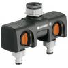 GARDENA 4064161326450 2cestný rozdělovač rychlospojka, 30,3 mm (1) vnitřní závit, 24,2 mm (3/4) vnitřní závit s regulačním ventilem