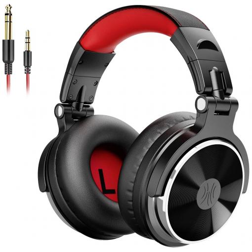 OneOdio Pro-10 sluchátka uzavřená (Over Ear) kabelová stereo černá, červená High-Resolution Audio složitelná, otočná sluchátka DJ