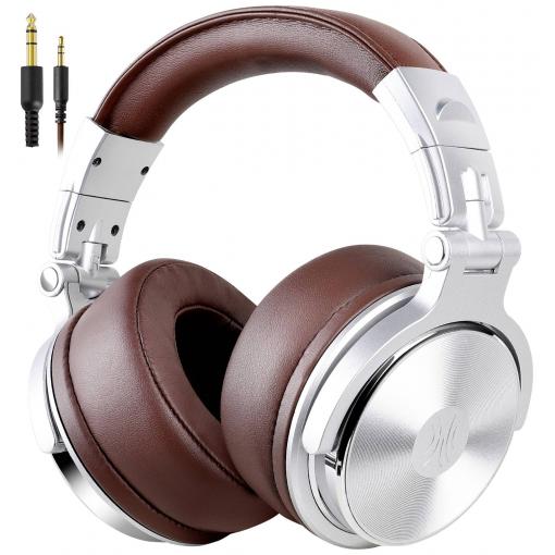 OneOdio Pro-40 sluchátka uzavřená (Over Ear) kabelová stereo stříbrná, hnědá High-Resolution Audio složitelná, otočná sluchátka DJ