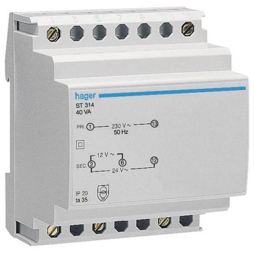 Hager ST314 bezpečnostní transformátor 12 V, 24 V 3.33 A