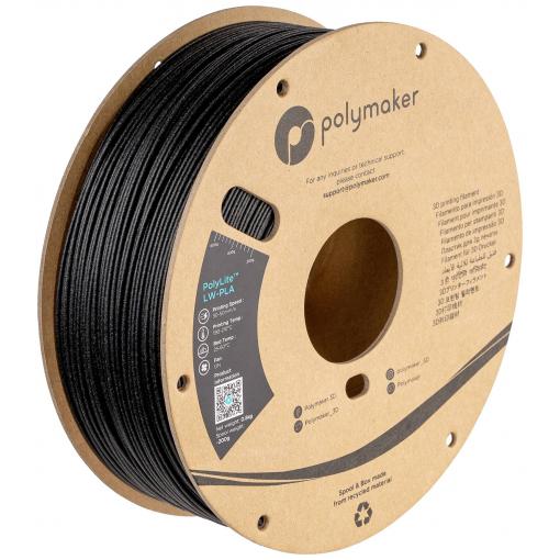 Polymaker PA08001 PA08001 vlákno pro 3D tiskárny LW-PLA Matná, Nízká hustota 1.75 mm 800 g černá PolyLite™ 1 ks
