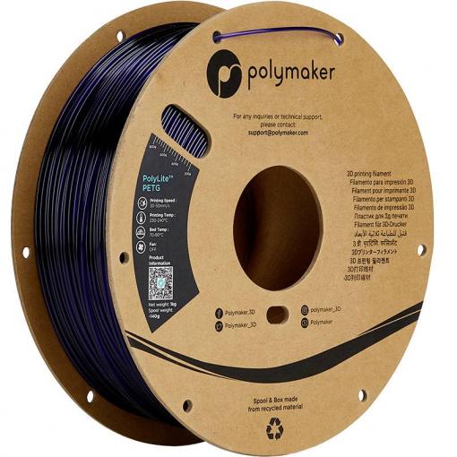 Polymaker PB01032 PB01032 vlákno pro 3D tiskárny PETG plast Žáruvzdorné, Vysoká pevnost v tahu 1.75 mm 1000 g modrá (průsvitná) PolyLite™ 1 ks