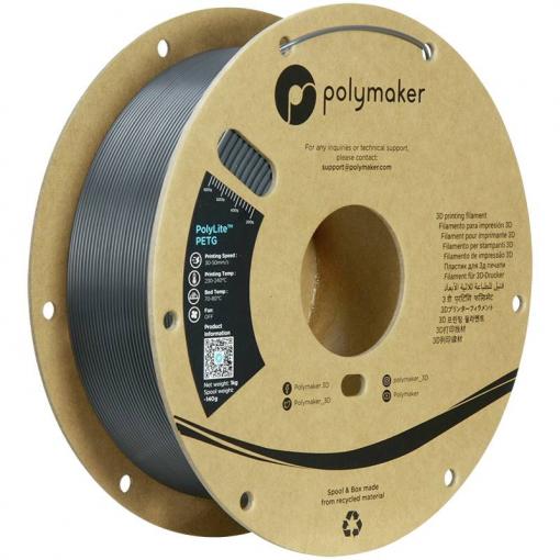 Polymaker PB01056 PB01056 vlákno pro 3D tiskárny PETG plast Žáruvzdorné, Vysoká pevnost v tahu 1.75 mm 1000 g tmavě šedá PolyLite™ 1 ks