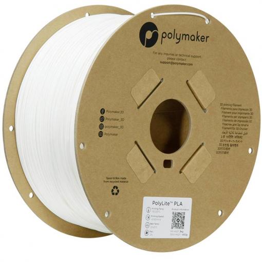 Polymaker PA02036 6938936712466 vlákno pro 3D tiskárny PLA plast Vysoká tuhost, Vysoká pevnost v tahu 1.75 mm 3000 g bílá PolyLite™ 1 ks