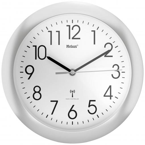 Mebus 52451 DCF nástěnné hodiny 25 cm x 40 mm, stříbrná