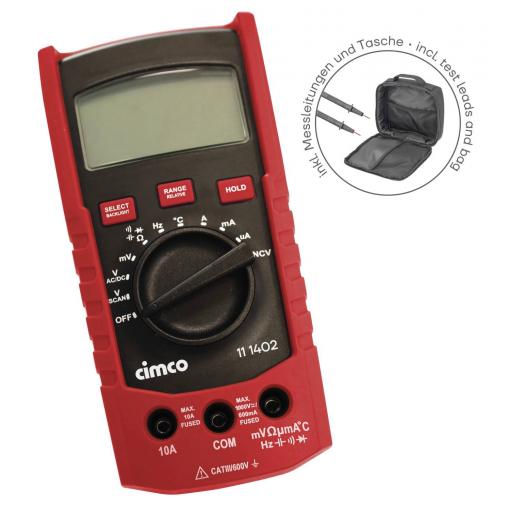 Cimco DMM 310 digitální multimetr, Vč. brašny, CAT IV 600 V