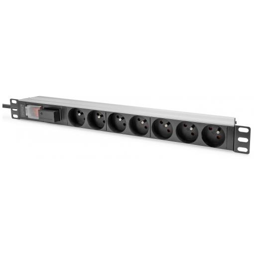 Digitus DN-95407-FR 19 palec zásuvková lišta pro datové skříně 1 U Vhodné pro hloubku skříně: od 300 mm hliník, hliník (eloxovaný), černá, černá (matná),