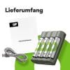 GP Aktion Gratis Ladegerät USB-Modell Ladegerät GP B441 inkl. 4x AA-Akku akumulátor AA, Ni-MH, 2100 mAh, 1.2 V, 1 sada
