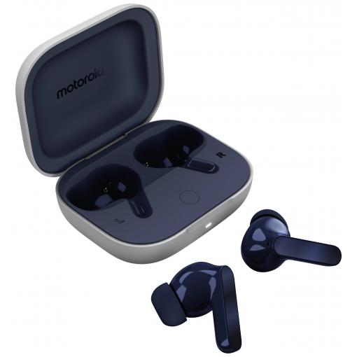 Motorola moto buds špuntová sluchátka (In Ear) Bluetooth® Starlight Blue Potlačení hluku odolná vůči vodě mobil