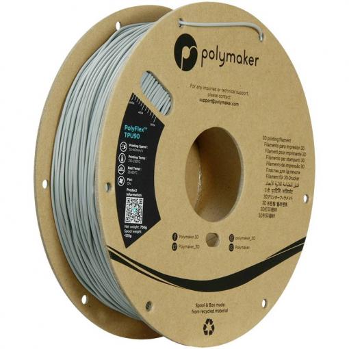 Polymaker PD02003 TPU90 vlákno pro 3D tiskárny TPU flexibilní 1.75 mm 750 g šedá PolyFlex™ 1 ks